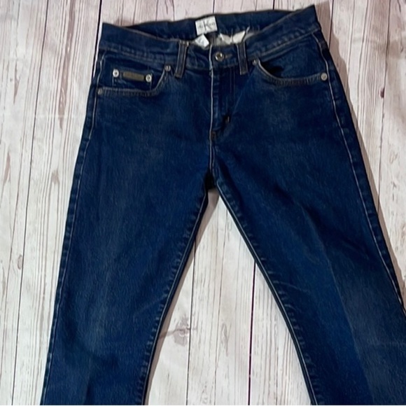 VTG Sz 3 Calvin Klein Dark Blue Boot Cut Mid Rise Denim Jeans Women’s Vintage - Picture 13 of 16